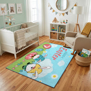 Happy Easter Bunny Gnome Area Rug — color detail view