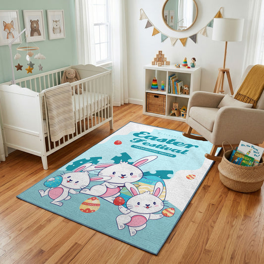 Happy Easter Bunny Family Rug — full rug design
