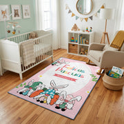 Happy Easter Gnome Bunny Rug — cozy interior view