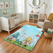 Bunny Couple Garden Area Rug — front-facing room view