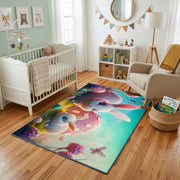 Fantasy Bunny Mushroom Area Rug — close-up texture view