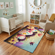 Sleeping Bunny Floral Area Rug — color detail view