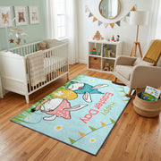Happy Easter Boy Gnome Rug — angled floor view