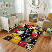 Colorful Friendly Monster Rug — close-up texture view