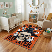 Halloween Skull and Ghost Rug — full rug design