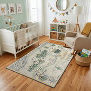 Pastel Illustrated USA Map Rug — cozy interior view