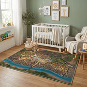 Illustrated City Map Area Rug — color detail view