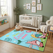 Happy Easter Bunny Couple Area Rug — angled floor view