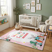 Happy Easter Gnome Family Rug — styled nursery room view