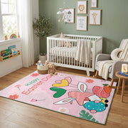 Happy Easter Gnome Heart Rug — angled floor view