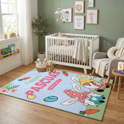 Happy Easter Gnome Egg Rug — angled floor view