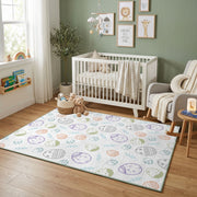 Pastel Easter Egg Pattern Rug — playroom styling view