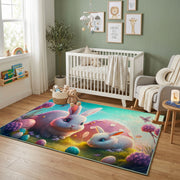 Fantasy Bunny Mushroom Area Rug — full rug design