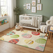 Pastel Easter Egg Pattern Rug — close-up texture view