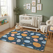 Dark Pastel Easter Egg Pattern Rug — color detail view
