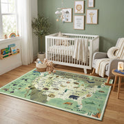 Illustrated USA Map Area Rug — playroom styling view