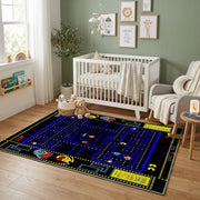 Retro Arcade Maze Area Rug — bedroom floor view
