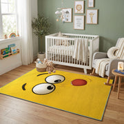 Silly Yellow Face Area Rug — front-facing room view