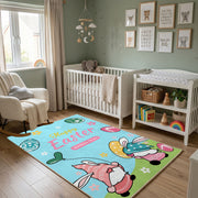 Happy Easter Bunny Couple Area Rug — close-up texture view