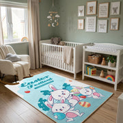Happy Easter Bunny Family Rug — playroom styling view