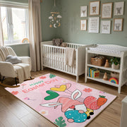 Happy Easter Gnome Heart Rug — close-up texture view