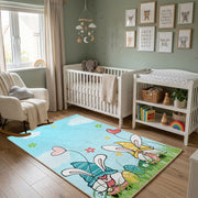 Bunny Couple Garden Area Rug — playroom styling view