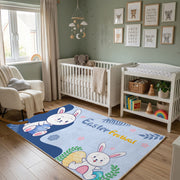 Bunny Friends Floral Area Rug — color detail view