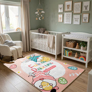 Happy Easter Gnome Gift Rug — close-up texture view