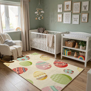 Pastel Easter Egg Pattern Rug — cozy interior view