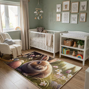 Woodland Bunny Fairy Rug — front-facing room view