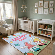 Happy Easter Gnome Rug — front-facing room view