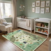 Illustrated USA Map Area Rug — front-facing room view