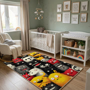 Colorful Friendly Monster Rug — bedroom floor view