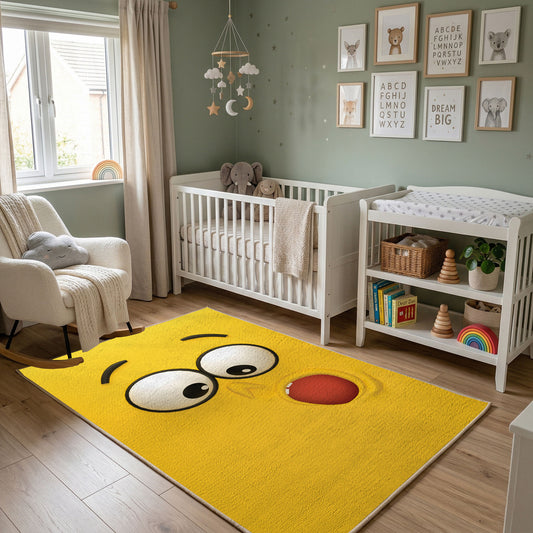 Silly Yellow Face Area Rug — full rug design