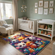 Colorful Baby Animal Friends Rug — bedroom floor view