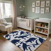 Navy Shark Silhouette Rug — color detail view