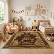 Medieval Bear Warrior Area Rug, Rustic Fantasy Animal Carpet, Adventure Kids Room Decor – product view 2