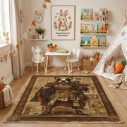 Medieval Bear Warrior Area Rug, Rustic Fantasy Animal Carpet, Adventure Kids Room Decor – product view 6