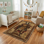 Medieval Bear Warrior Area Rug, Rustic Fantasy Animal Carpet, Adventure Kids Room Decor – product view 8