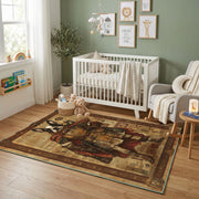 Medieval Bear Warrior Area Rug, Rustic Fantasy Animal Carpet, Adventure Kids Room Decor – product view 9