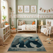 Ocean Whale Family Area Rug, Deep Blue Sea Animal Carpet, Calm Nursery Room Decor – pattern detail
