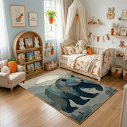 Ocean Whale Family Area Rug, Deep Blue Sea Animal Carpet, Calm Nursery Room Decor – bedroom styling