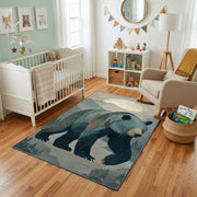 Ocean Whale Family Area Rug, Deep Blue Sea Animal Carpet, Calm Nursery Room Decor – design close-up