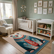 Tribal Owl Family Area Rug, Boho Woodland Animal Carpet, Colorful Kids Room Decor – alternate room view