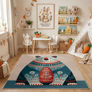Tribal Owl Family Area Rug, Boho Woodland Animal Carpet, Colorful Kids Room Decor – bedroom styling