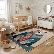 Tribal Owl Family Area Rug, Boho Woodland Animal Carpet, Colorful Kids Room Decor – playroom styling