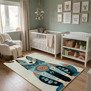 Abstract Cat Family Area Rug, Modern Geometric Animal Carpet, Kids Room Decor – alternate room view