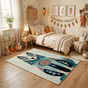 Abstract Cat Family Area Rug, Modern Geometric Animal Carpet, Kids Room Decor – texture view