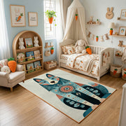 Abstract Cat Family Area Rug, Modern Geometric Animal Carpet, Kids Room Decor – bedroom styling