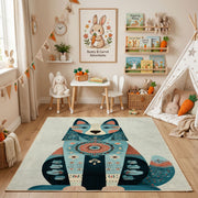 Abstract Cat Family Area Rug, Modern Geometric Animal Carpet, Kids Room Decor – playroom styling